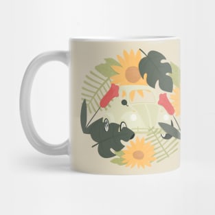 circle flowers and classic car Mug